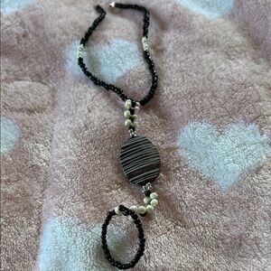 Elegant Black and White Beaded anklet